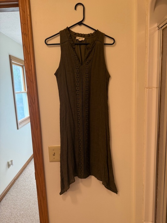 indigo Rose Dresses & Skirts - Olive Green Sleeveless Asymmetrical Dress
